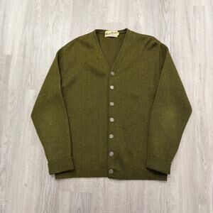 Vintage Kaso Knit Wool Cardigan Sweater Men's Extra Large Green 60s Cobain Style
